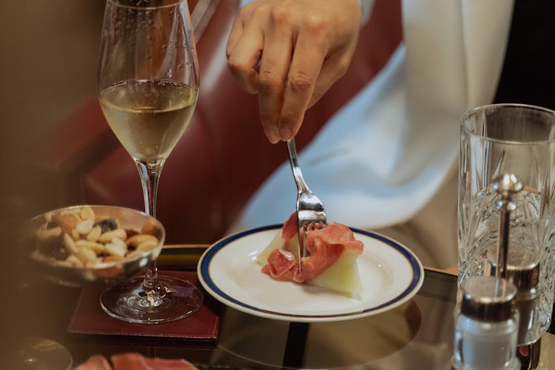 enjoying fine dining appetizers